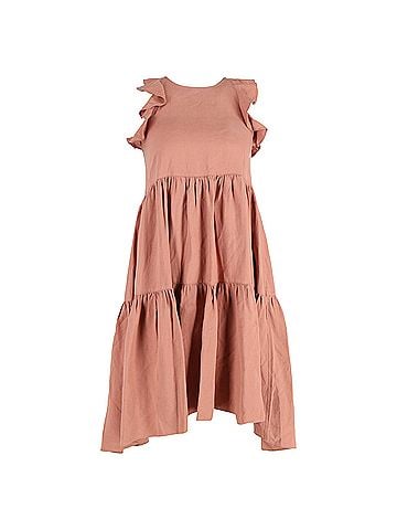Ulla Johnson  Ulla Johnson Sienna Ruffle Tiered Mini Dress in Peach Tencel (view 1)