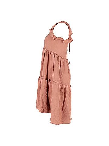 Ulla Johnson  Ulla Johnson Sienna Ruffle Tiered Mini Dress in Peach Tencel (view 2)