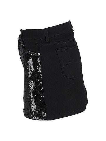 EA7 Emporio Armani Emporio Armani Denim Skirt In Black Sequins (view 2)