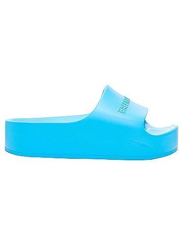 Balenciaga Balenciaga Logo Embossed Rubber Platform Chunky Slides (view 1)