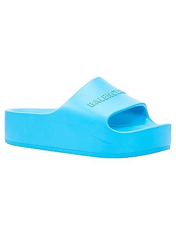 Balenciaga Balenciaga Logo Embossed Rubber Platform Chunky Slides (view 2)