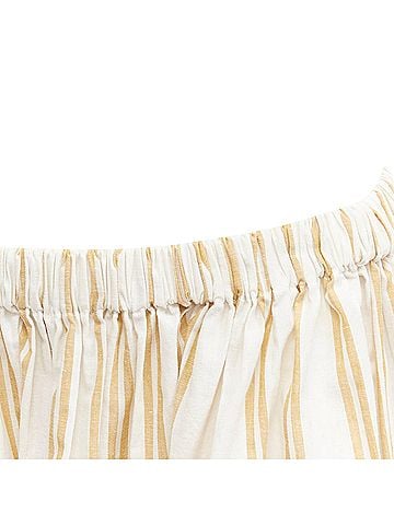 Oscar De La Renta Oscar De La Renta cotton linen ruched cutout striped balloon skirt (view 2)