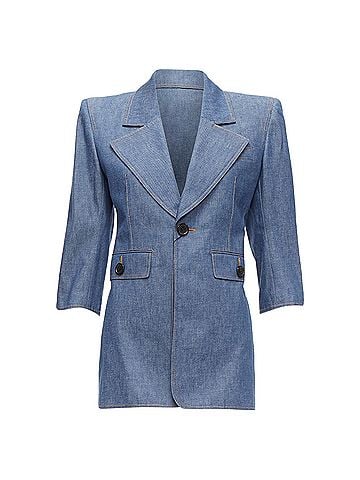 Saint Laurent Saint Laurent denim Power shoulder blazer mini dress (view 1)