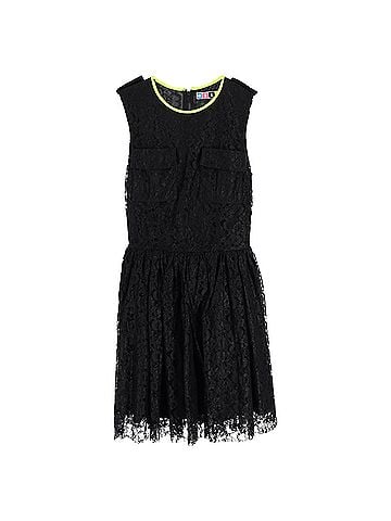 MSGM MSGM Mini Skater Dress in Black Lace (view 1)