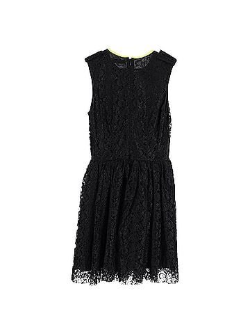 MSGM MSGM Mini Skater Dress in Black Lace (view 2)