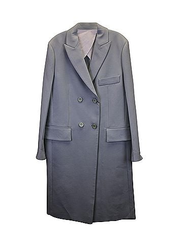 Joseph Joseph Tailored Double-Breasted Long Coat in Light Blue Cotton (view 1)