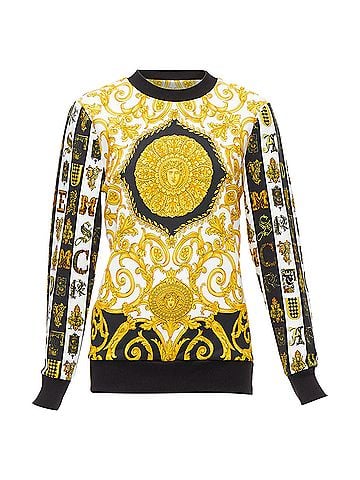 Versace Versace mixed archive Barocco print cotton crew neck sweater (view 1)
