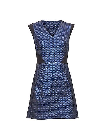 Tibi Tibi quilted lurex jacquard v-neck mini dress (view 1)