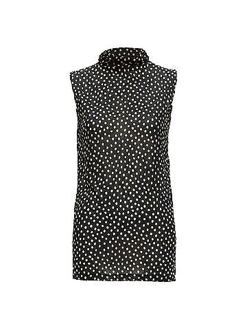Issey Miyake Issey Miyake polka dot crinkle sheer high neck vest top (view 1)