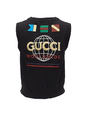 Gucci Gucci silver diamong argyle floral embellished sweater vest (view 1)