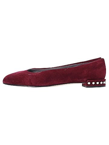 Stuart Weitzman Stuart Weitzman Pear-Embellished Flats in Red Suede (view 2)