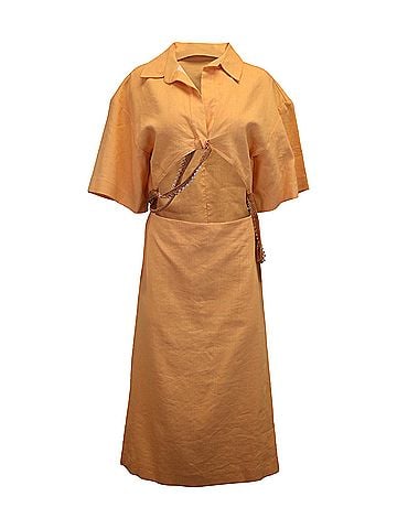 Christopher Esber Christopher Esber Beaded Midi Shirt Dress in Orange Viscose (view 1)