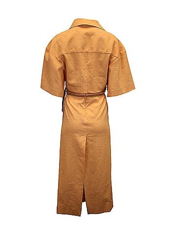 Christopher Esber Christopher Esber Beaded Midi Shirt Dress in Orange Viscose (view 2)