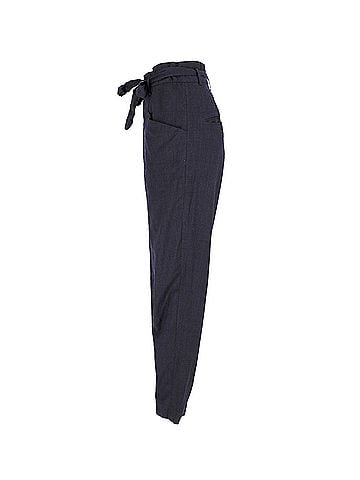 Isabel Marant Isabel Marant Etoile Tie-Waist Trousers in Navy Blue Wool (view 2)