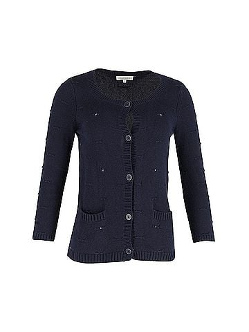 Sandro Sandro Paris Studded Cardigan in Navy Blue Cotton (view 1)