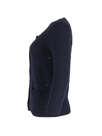 Sandro Sandro Paris Studded Cardigan in Navy Blue Cotton (view 2)