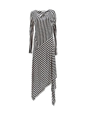 Petar Petrov Petar Petrov Dasha Striped Midi Dress in White Viscose (view 1)