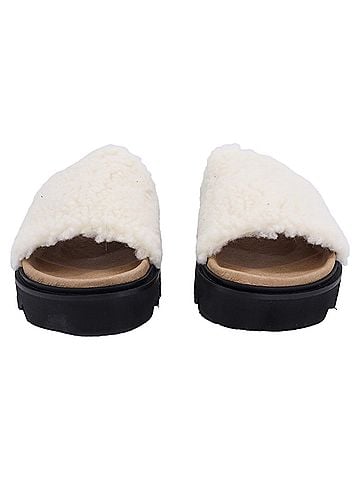 Iris & Ink Iris & Ink Poppy Faux Shearling Slides In White Wool (view 2)