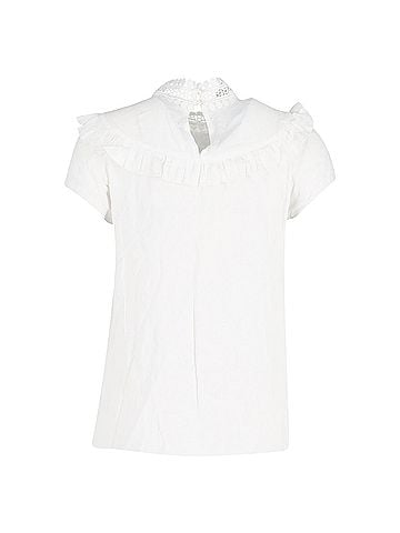 Sandro Sandro Mock Neck Short Sleeve Blouse in White Viscose (view 2)
