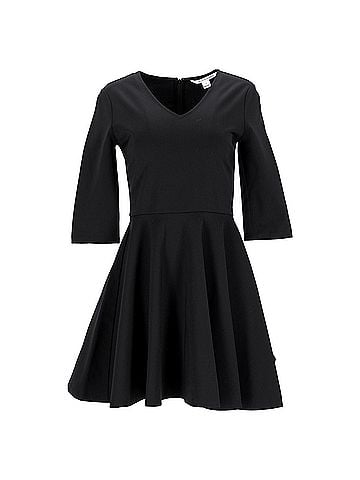 Diane von Furstenberg  Diane Von Furstenberg Jeannie V-Neck Mini Flared Dress in Black Nylon (view 1)