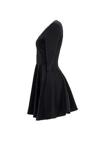 Diane von Furstenberg  Diane Von Furstenberg Jeannie V-Neck Mini Flared Dress in Black Nylon (view 2)