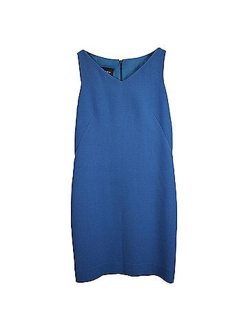AKRIS Akris V-neck Shift Dress in Blue Wool  (view 1)