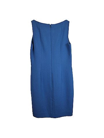 AKRIS Akris V-neck Shift Dress in Blue Wool  (view 2)