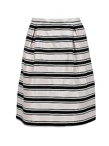 Michael Kors Michael Kors Stripe Skirt in White Silk (view 1)