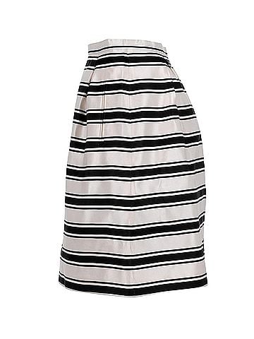 Michael Kors Michael Kors Stripe Skirt in White Silk (view 2)