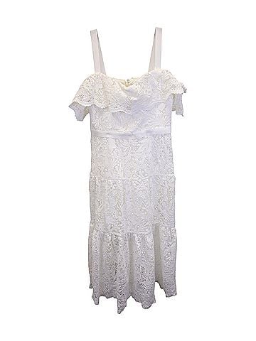 Marc Jacobs Marchesa Notte Off-The-Shoulder Embroidered Lace Cocktail Dress In Ivory Polyester (view 1)