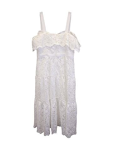 Marc Jacobs Marchesa Notte Off-The-Shoulder Embroidered Lace Cocktail Dress In Ivory Polyester (view 2)
