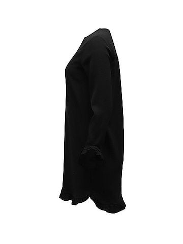 Ganni Ganni Clark Ruffled Long Sleeve Dress in Black Polyester (view 2)