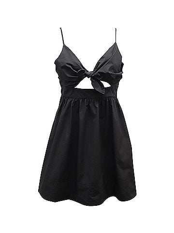 A.L.C. ALC Dani Tie Front Dress in Black Cotton (view 1)
