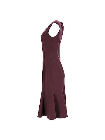 Michael Kors Michael Kors Midi Trumpet Dress in Burgundy Wool (view 2)