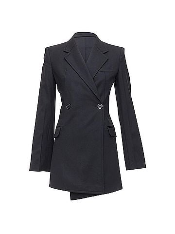 Helmut Lang Helmut Lang virgin wool blend twill flare long blazer (view 1)