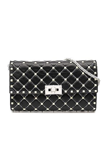 Valentino Quilted Lambskin Free Rockstud Spike Wallet On Chain (view 1)