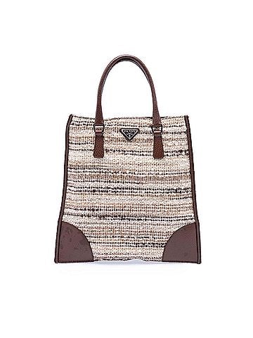 Prada Vitello Trimmed Tweed Flat Tote (view 1)