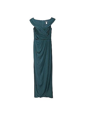 La Femme La Femme Off the Shoulder Ruched Net Jersey Evening Gown Casual Dress (view 1)