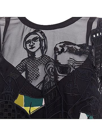 Emilio Pucci Emilio Pucci black sheer colorful inserts sheer dress (view 2)