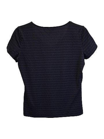 Giorgio Armani Armani Collezioni Striped V-Neck T-Shirt in Black Polyamide (view 2)