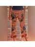 Boston Proper 100% Cotton Print Orange Blue Casual Pants Size 6 - photo 3