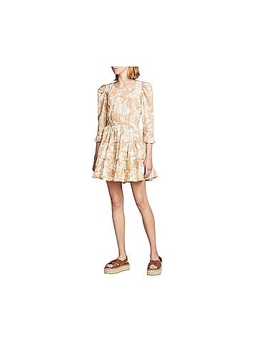 LoveShackFancy LOVESHACKFANCY Lienzo Floral-Print Short Cotton Dress  Cocktail Dress (view 1)