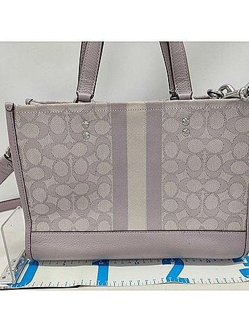 Coach COACH Signature Handbag C8448 Purple Canvas Leather Women's Shoulder Bag (view 2)