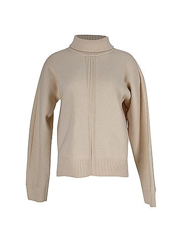 Jil Sander Jil Sander Knitted Mock-neck Open Back Sweater in Cream Wool (view 1)
