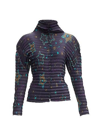 Issey Miyake Issey Miyake Pleats Please star collar pleated top (view 1)
