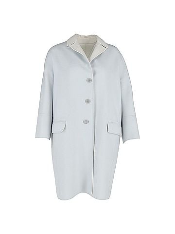 Loro Piana Loro Piana Buttoned Coat in Light Blue Wool (view 1)