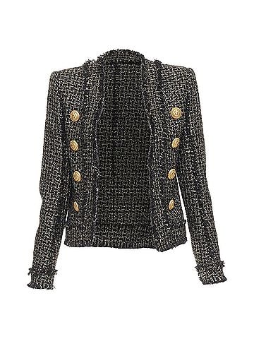 Balmain Balmain black gold tweed power jacket (view 1)