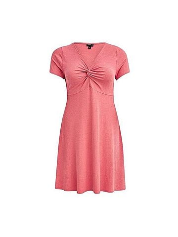 Torrid Twist-Front Ribbed Skater Dress Casual Dress (view 1)