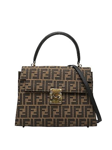 Fendi Fendi Zucca Handbag Shoulder Bag 2-Way Brown Black Canvas Leather Women's FENDI (view 1)