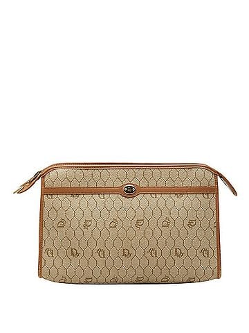 Christian Dior Christian Dior Dior Honeycomb Vintage Clutch Bag, Second Beige Leather, Women's (view 1)